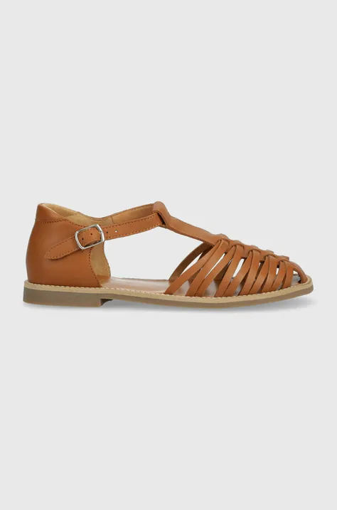 Pom D'api sandale din piele pentru copii culoarea maro