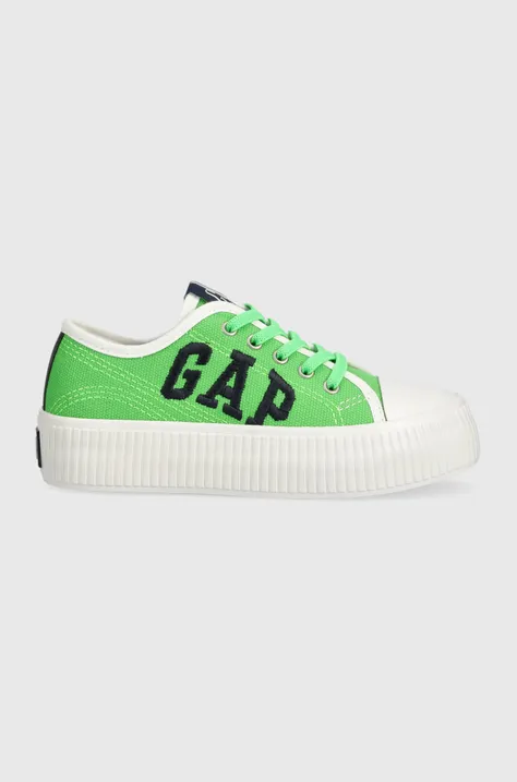 Παιδικά πάνινα παπούτσια GAP χρώμα: πράσινο