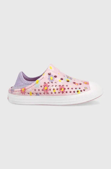 Παιδικά πάνινα παπούτσια Skechers Guzman Steps Hello Daisy χρώμα: ροζ