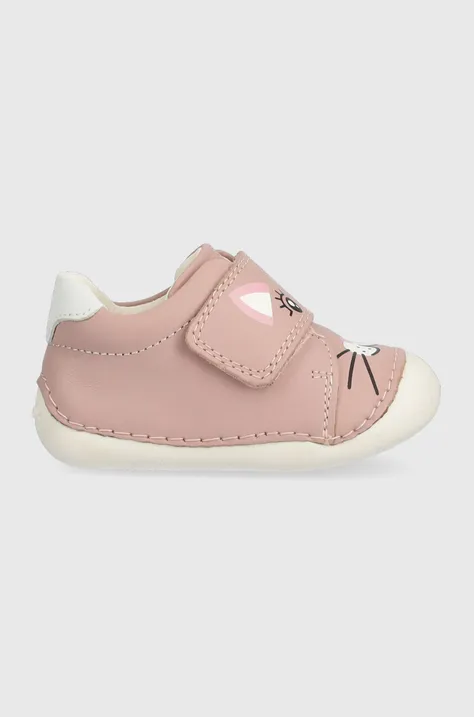 Дитячі шкіряні кросівки Geox колір рожевий