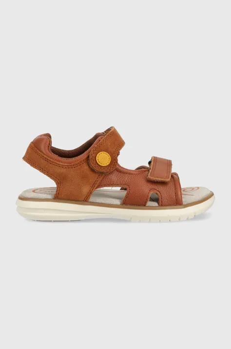 Detské kožené sandále Geox hnedá farba