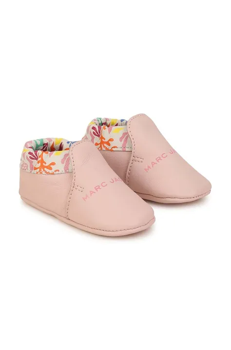 Kojenecké kožené boty Marc Jacobs růžová barva