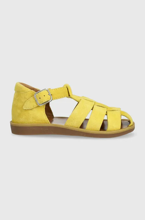 Дитячі замшеві сандалі Pom D'api колір жовтий
