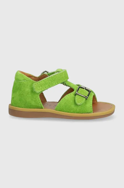 Otroški usnjeni sandali Reebok Classic zelena barva