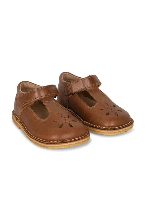 Дитячі шкіряні туфлі Konges Sløjd колір коричневий