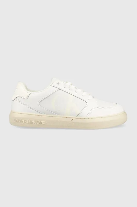 Δερμάτινα αθλητικά παπούτσια Calvin Klein Jeans YM0YM00573 CASUAL CUPSOLE LTH-PU MONO χρώμα: άσπρο