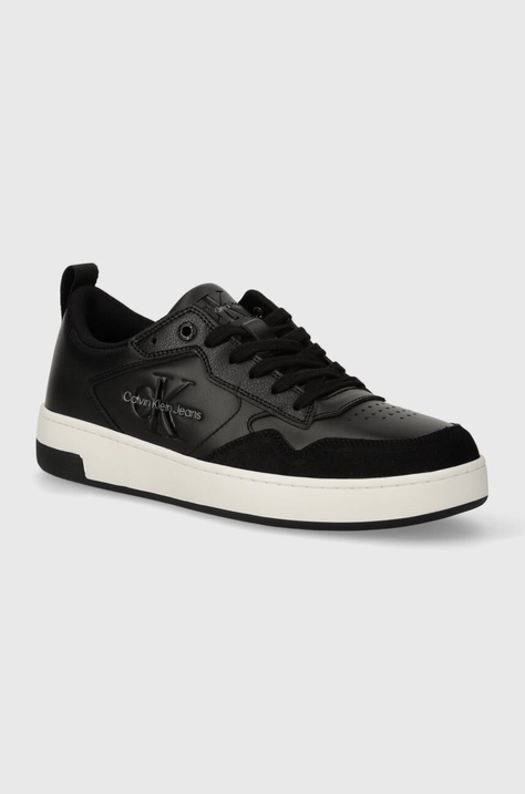 Кожаные кроссовки Calvin Klein Jeans BASKET CUPSOLE LOW LTH MONO цвет чёрный YM0YM00574