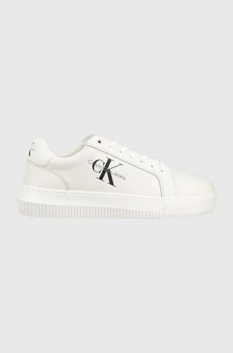 Δερμάτινα αθλητικά παπούτσια Calvin Klein Jeans YM0YM00681 CHUNKY CUPSOLE MONOLOGO χρώμα: άσπρο F3YM0YM00681