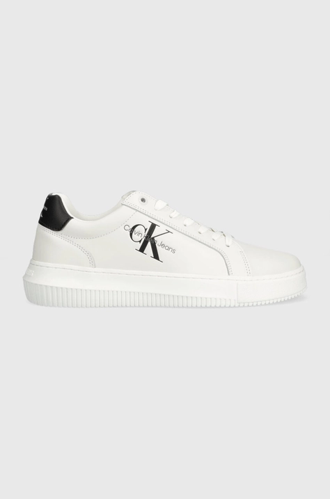 Calvin Klein Jeans bőr sportcipő YM0YM00681 CHUNKY CUPSOLE MONOLOGO fehér, YM0YM00681