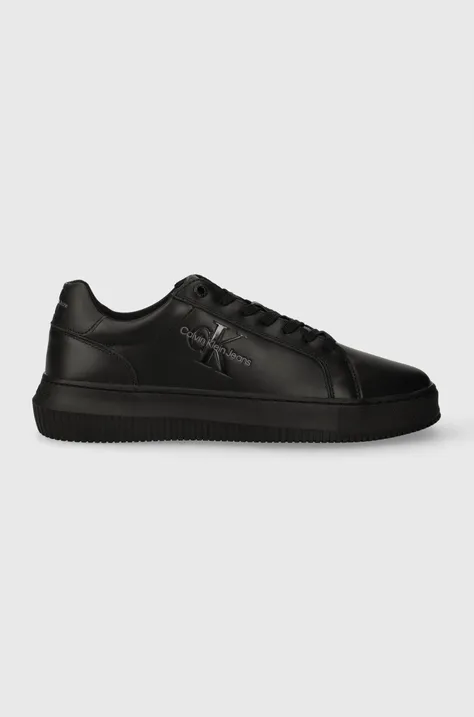 Δερμάτινα αθλητικά παπούτσια Calvin Klein Jeans YM0YM00681 CHUNKY CUPSOLE MONOLOGO χρώμα: μαύρο F3YM0YM00681