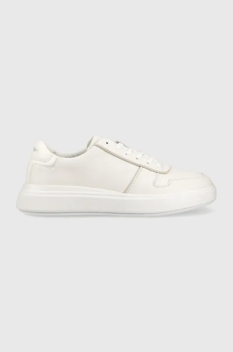 Calvin Klein sneakersy skórzane HM0HM00992 LOW TOP LACE UP PIPING kolor biały