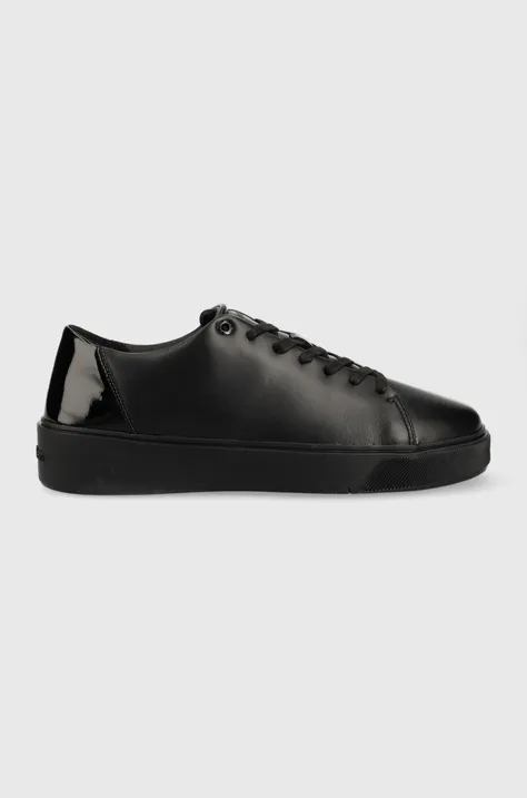 Calvin Klein sneakersy skórzane HM0HM00869 LOW TOP LACE UP FESTIVE kolor czarny