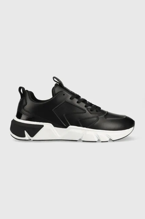 Kožené sneakers boty Calvin Klein LOW TOP LACE UP LTH HF černá barva, HM0HM00995