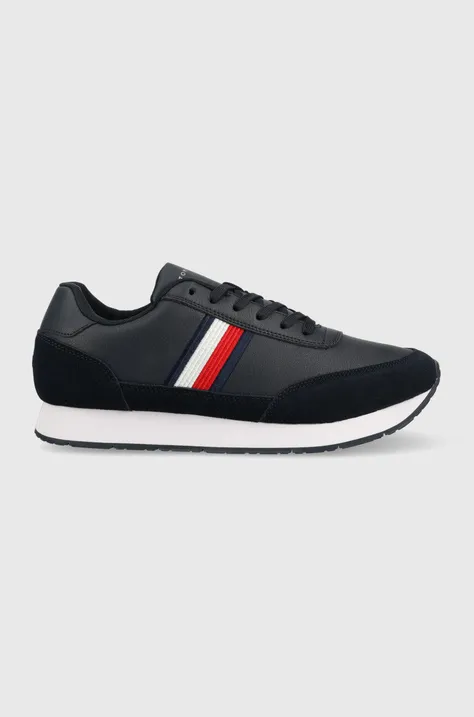 Kožené tenisky Tommy Hilfiger FM0FM04397 CORE EVA RUNNER CORPORATE LEA tmavomodrá farba