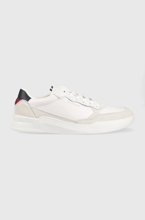 Tommy Hilfiger sneakers din piele FM0FM04358 ELEVATED CUPSOLE LEATHER MIX culoarea alb