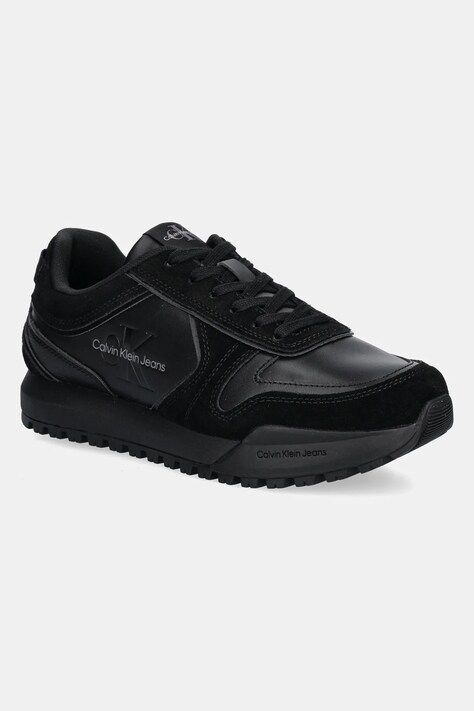 Шкіряні кросівки Calvin Klein Jeans TOOTHY RUNNER IRREGULAR LINES колір чорний