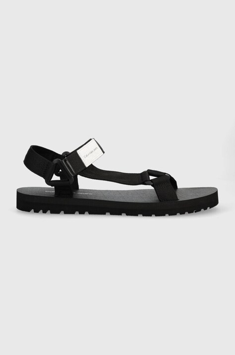 Calvin Klein Jeans sandale PREFRESATO WEBBING BADGE STORY barbati, culoarea negru, YM0YM00639