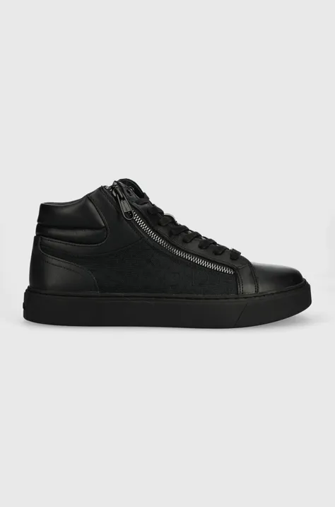 Calvin Klein sneakersy HIGH TOP LACE UP W/ZIP MONO JQ kolor czarny HM0HM01014
