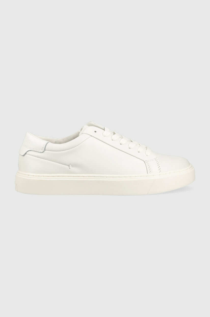 Kožne tenisice Calvin Klein LOW TOP LACE UP LTH SM boja: bijela, HM0HM01018