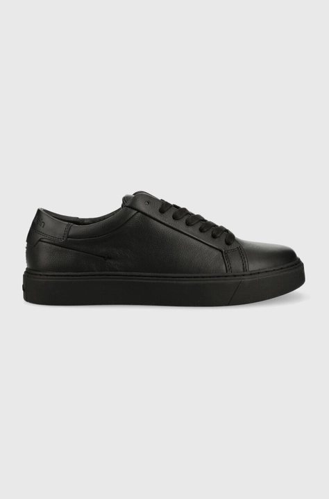 Calvin Klein bőr sportcipő LOW TOP LACE UP PB fekete, HM0HM01019