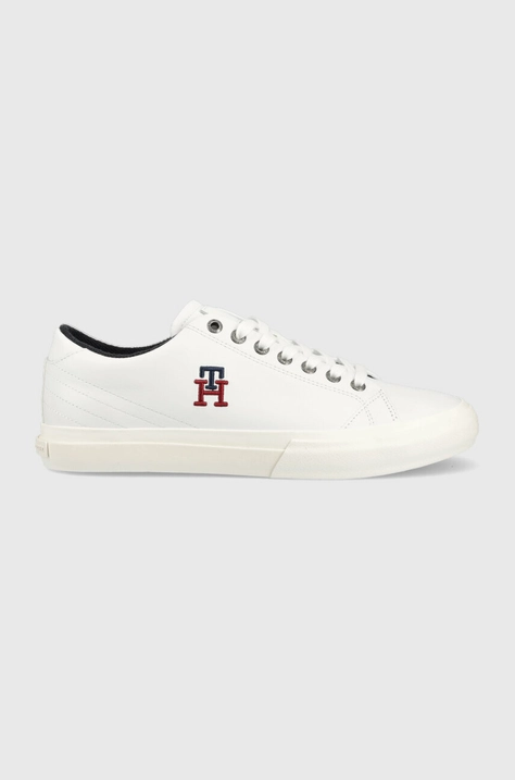 Kožne tenisice Tommy Hilfiger TH HI VULC STREET LOW LEATHER boja: bijela, FM0FM04740