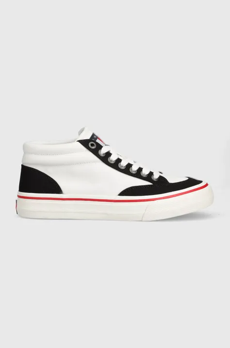 Πάνινα παπούτσια Tommy Jeans SKATE CANVAS MID χρώμα: άσπρο, EM0EM01154