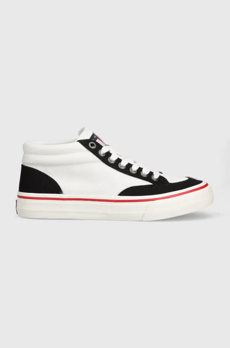 Superge Tommy Jeans SKATE CANVAS MID moške, bela barva, EM0EM01154