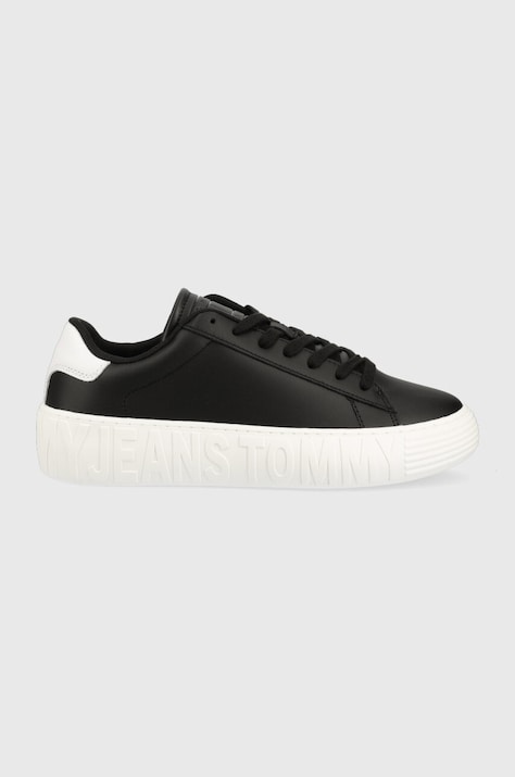 Tommy Jeans sneakers din piele LEATHER OUTSOLE culoarea negru, EM0EM01159