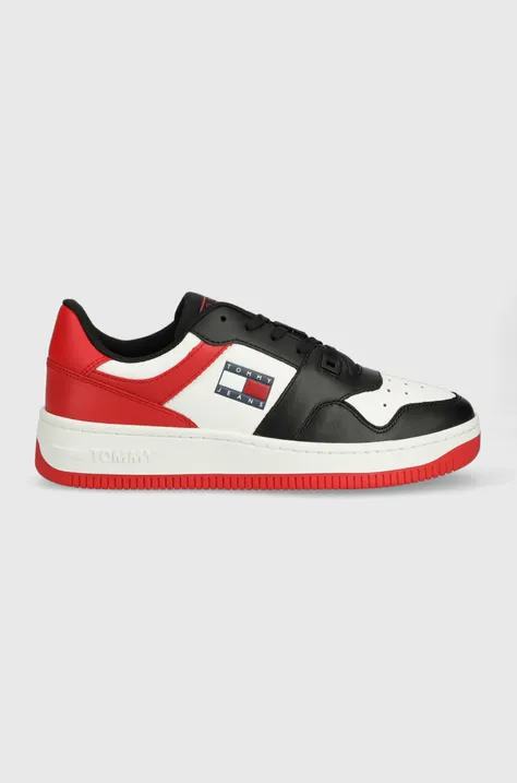 Δερμάτινα αθλητικά παπούτσια Tommy Jeans BASKET LEATHER χρώμα: κόκκινο, EM0EM01162