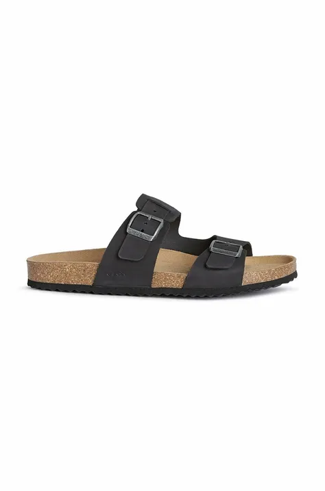 Παντόφλες σουέτ Geox U SANDAL GHITA B χρώμα: μαύρο, U159VB 00032 C9999