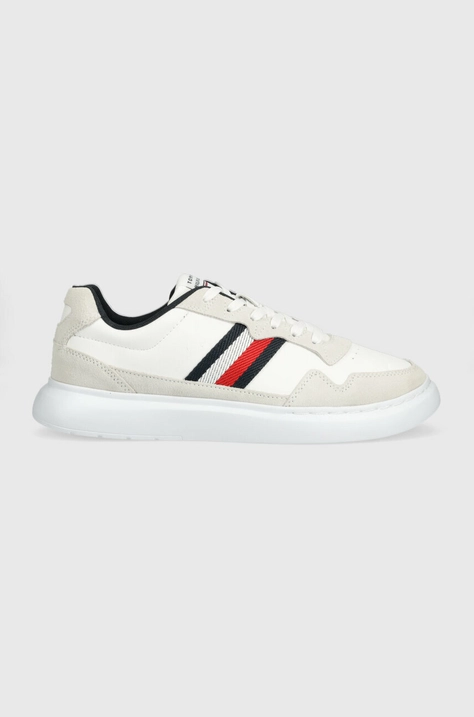 Sneakers boty Tommy Hilfiger LIGHTWEIGHT LEATHER MIX CUP bílá barva, FM0FM04427