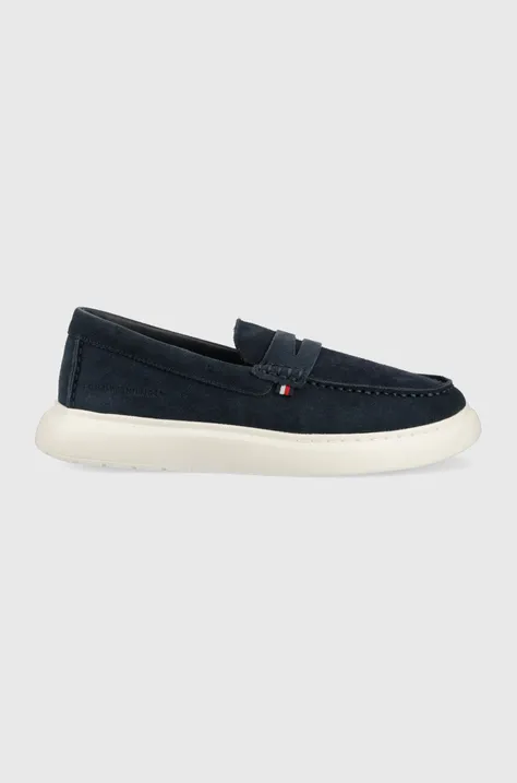 Tommy Hilfiger mokasyny zamszowe TOMMY HILFIGER HYBRID LOAFER męskie kolor granatowy FM0FM04440