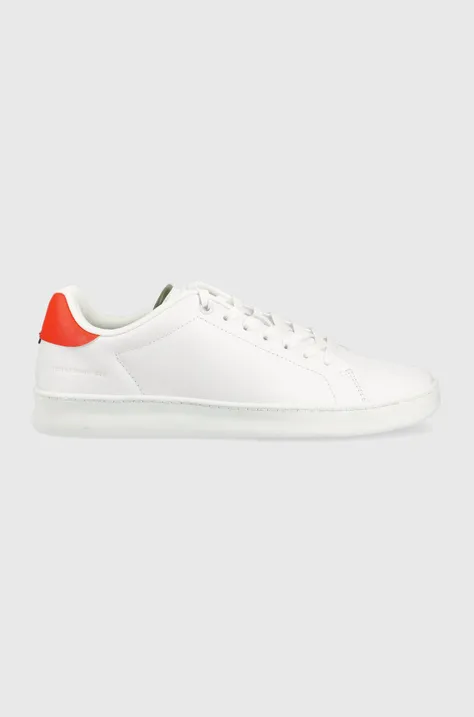 Δερμάτινα αθλητικά παπούτσια Tommy Hilfiger COURT SNEAKER LEATHER CUP χρώμα: άσπρο