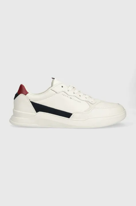 Δερμάτινα αθλητικά παπούτσια Tommy Hilfiger ELEVATED CUPSOLE LEATHER χρώμα: άσπρο, FM0FM04490