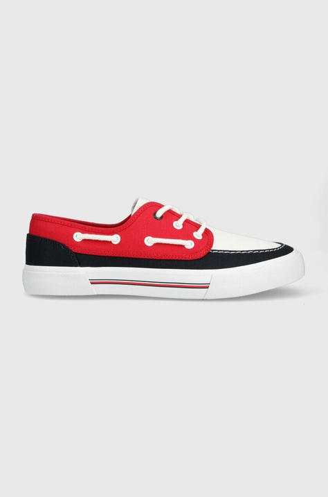 Tommy Hilfiger tenisówki CORE BOAT SHOE CANVAS męskie kolor czerwony FM0FM04510