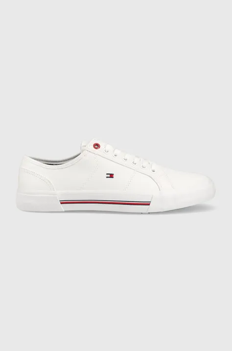 Πάνινα παπούτσια Tommy Hilfiger CORE CORPORATE VULC CANVAS χρώμα: άσπρο