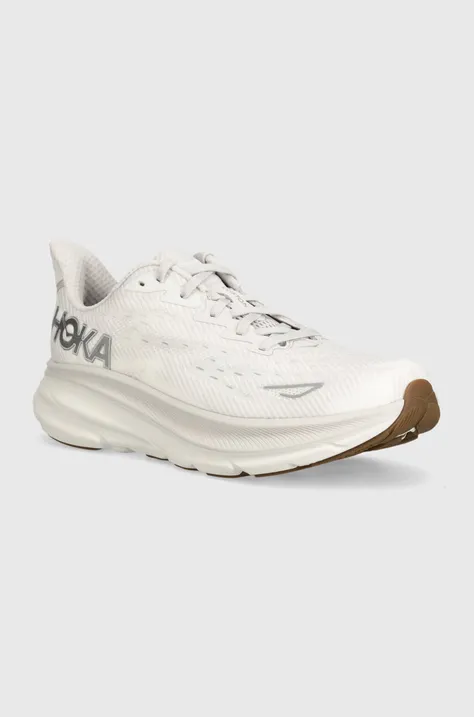 Hoka One One running shoes Clifton 9 beige color