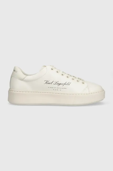 Kožené sneakers boty Karl Lagerfeld MAXI KUP béžová barva, KL52223