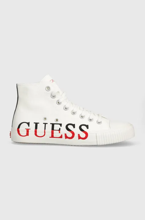 Πάνινα παπούτσια Guess NEW WINNERS MID χρώμα: άσπρο, FM6NWM FAB12