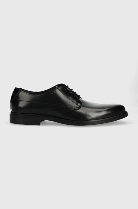 Δερμάτινα κλειστά παπούτσια HUGO Kerr χρώμα: μαύρο, 50493160 F350493160