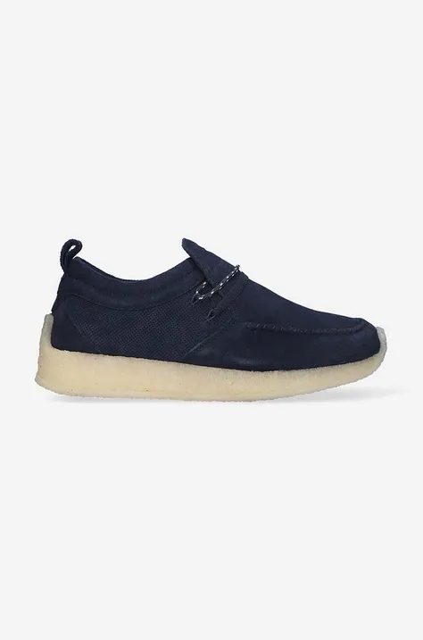 Clarks suede shoes x Ronnie Fieg Maycliffe men's navy blue color 26170244