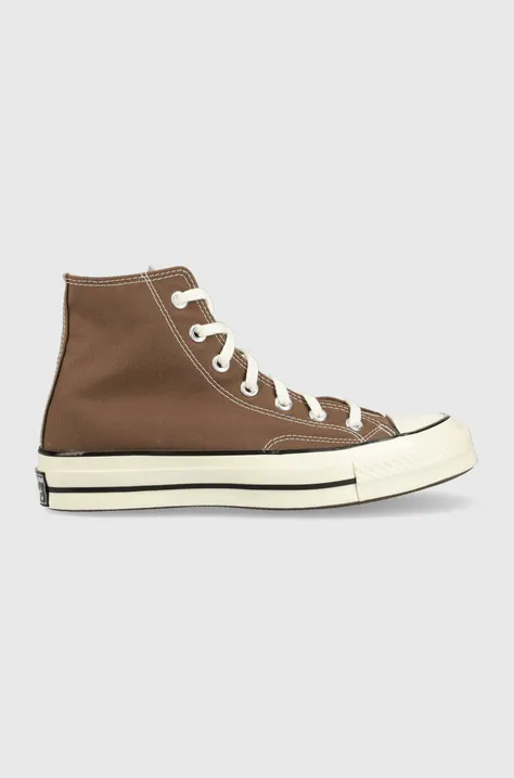 Πάνινα παπούτσια Converse Chuck 70 HI χρώμα: καφέ, A02755C