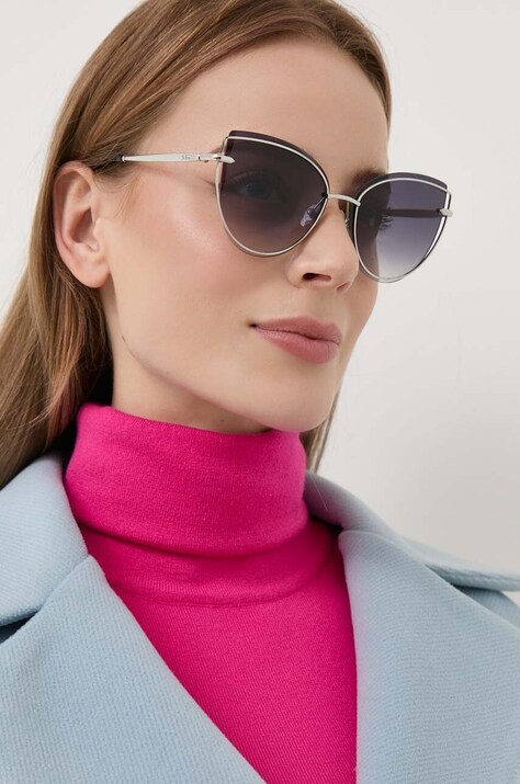 Guess ochelari de soare femei, culoarea argintiu