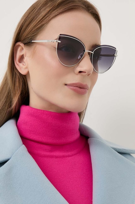 Guess okulary przeciwsłoneczne damskie kolor srebrny