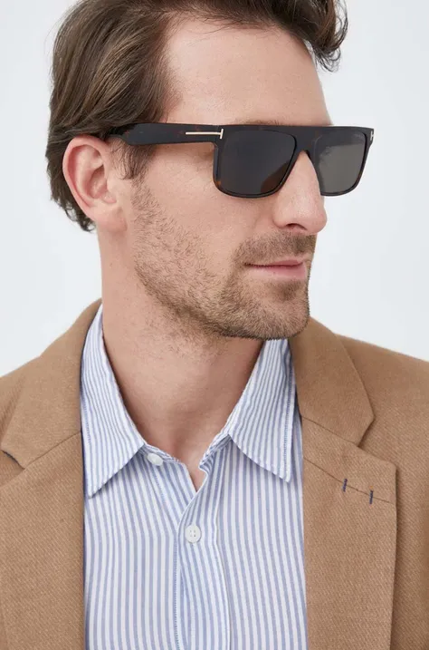 Tom Ford okulary przeciwsłoneczne męskie kolor brązowy