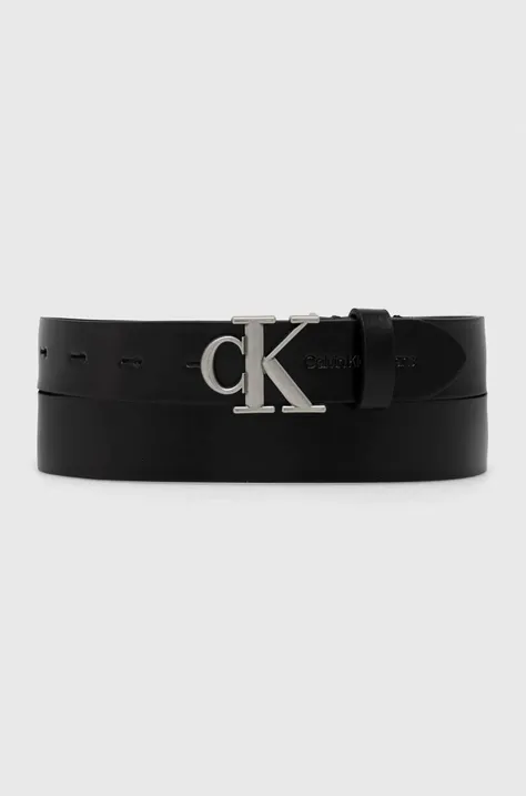 Usnjen pas Calvin Klein Jeans Ženski, črna barva