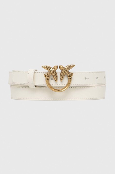 Pinko curea de piele femei, culoarea alb