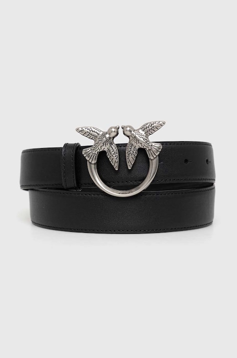 Pinko curea de piele femei, culoarea negru