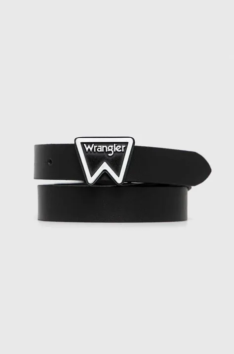 Δερμάτινη ζώνη Wrangler χρώμα: μαύρο