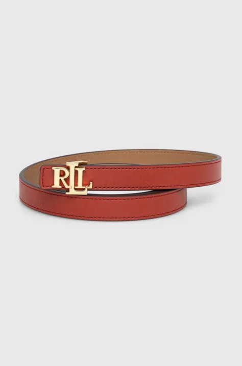 Oboustranný kožený pásek Lauren Ralph Lauren dámský, růžová barva